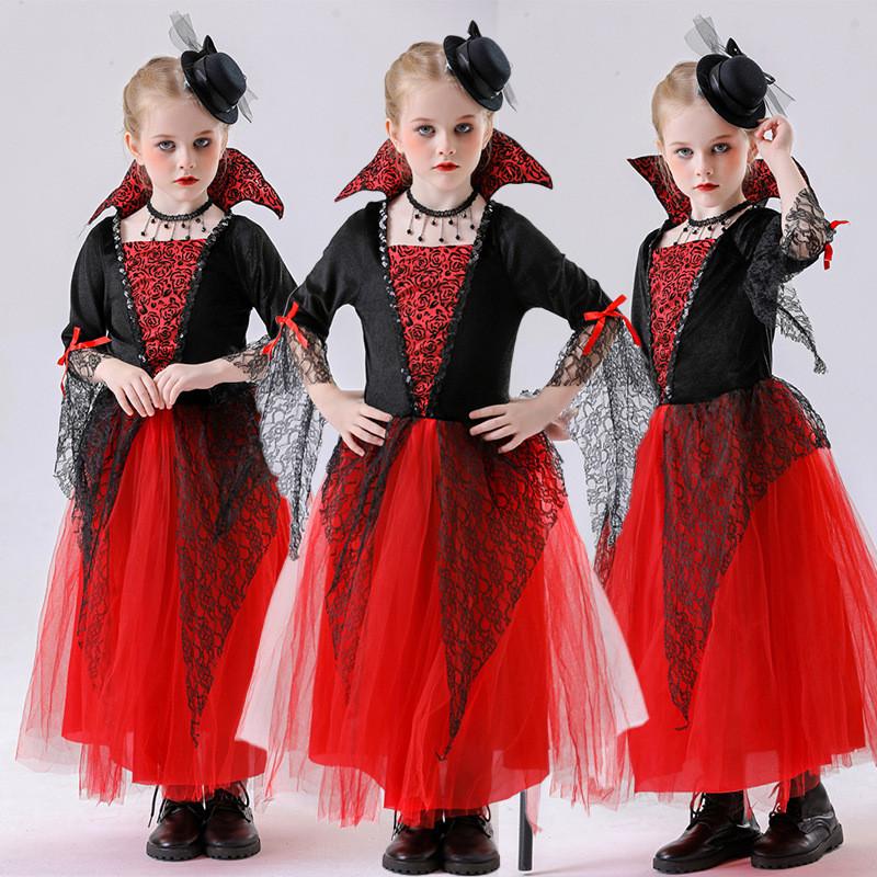 Halloween Costume Children Vampire Demon Witch Princess Dress For Stage Play