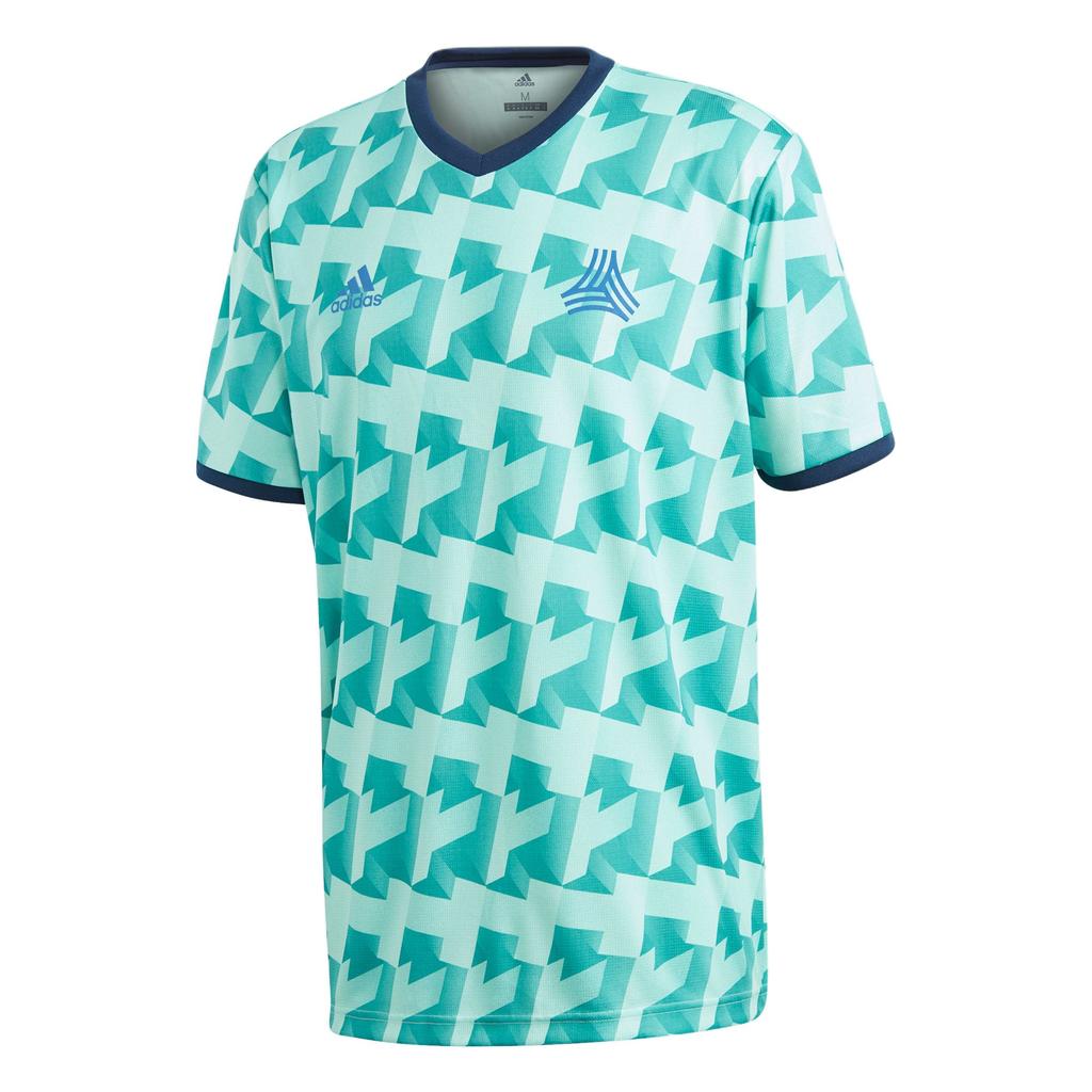 Adidas X Tango Collaboration Sports Lifestyle Series V-Neck Moisture-Wicking Breathable All-Over Print Short Sleeve T-Shirt Men Tops Green DT9198