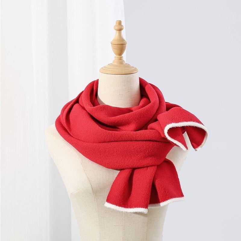 Autumn and Winter Korean Style Solid Color Wool Blended Knitted Scarf Female Japanese Student Cute Soft Waxy Thickened Warm Scarf