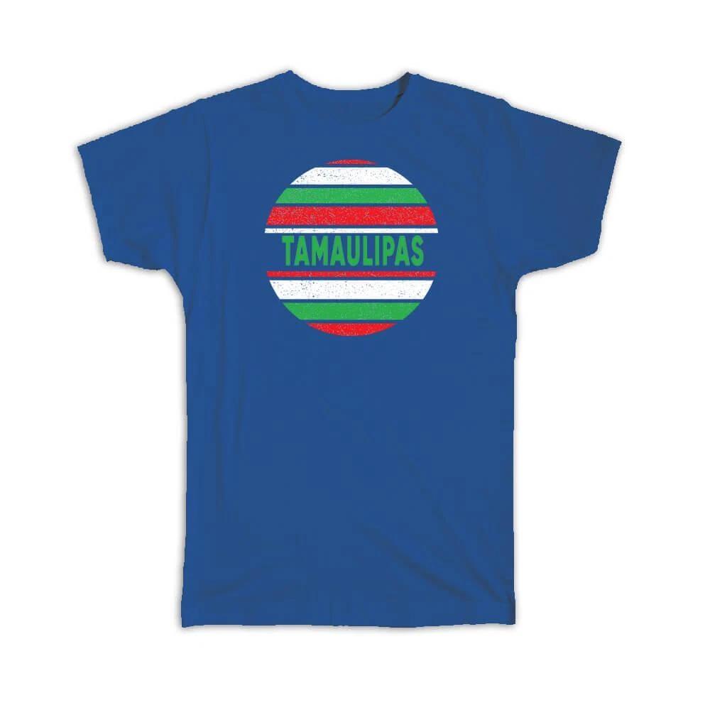 Gift T-Shirt : Tamaulipas Mexico Distressed Circular Mexican Expat Country 4XL