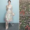 Vintage-Style Polyester Lace Fabric with Flower Floral Lace Embroidery