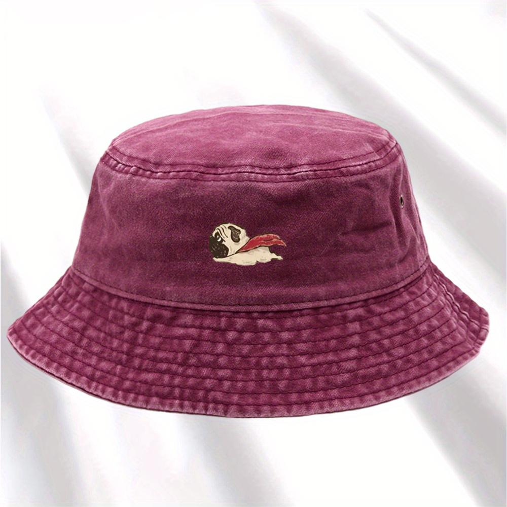 Dog print fisherman hat, foldable storage, washed and vintage style, men's and women's fashionable bucket hat basin hat