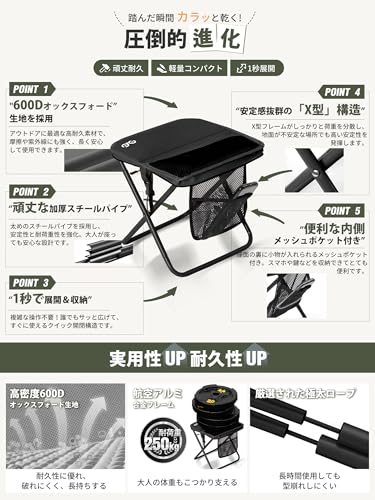 Camdoor Folding Chair, Lightweight and Portable, Outdoor Chair [Sits In 1 Second, Certified 250kg Weight Capacity]. Compact, Easy To Store, and Portab