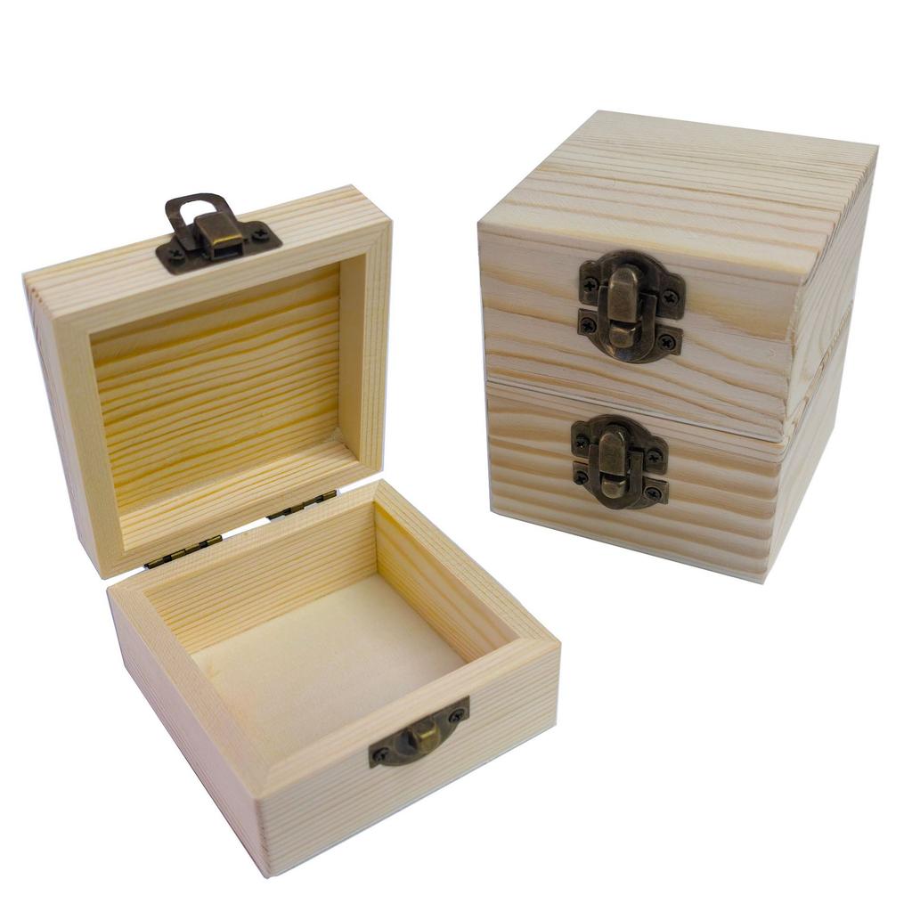 1pz 8x8x4,5cm Scatola Portaoggetti in Legno Naturale Scatola Regalo in Legno di Pino Liscio per Oggetti Vari Domestici Gioielli e Piccoli Accessori