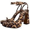 Zara Casual Versatile High Heel Sandals Women sandals Leopard-Print 12342410195