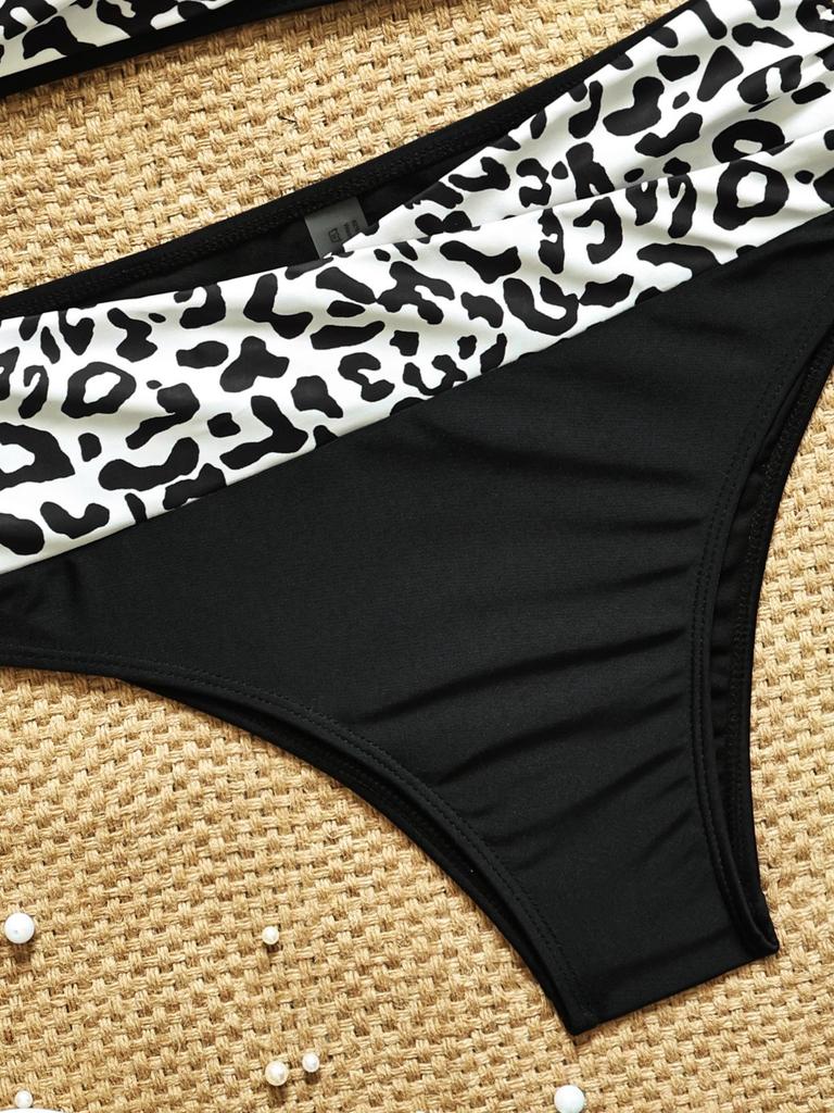 2026 European & American Leopard Print High-Waisted Two-Piece Bikini for Women – Stylish Swimwear