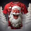 Santa print T-shirt hot Christmas part holiday short sleeve top fashion oversized clothes