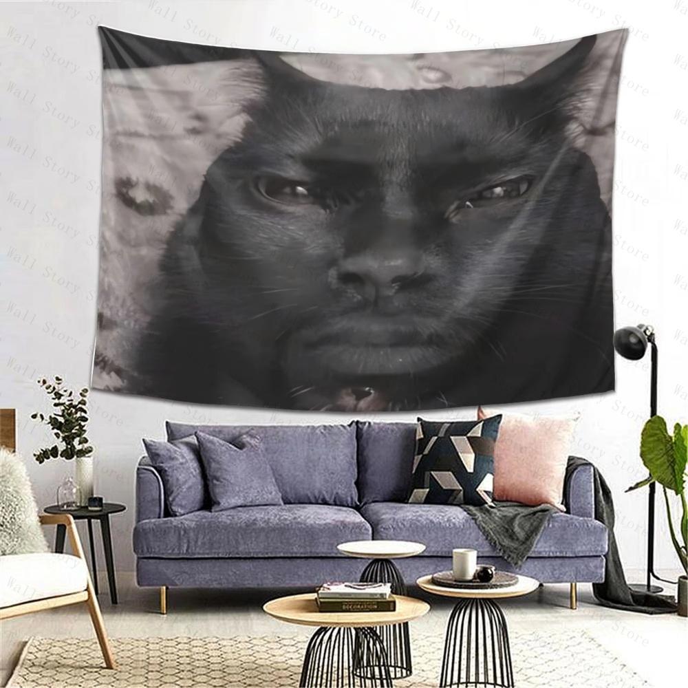 Bohemian Style Black Cat Tapestry Personalized Bedroom Tapestry Background Warm Bedhead Decoration Room Tapestry Wall Decoration