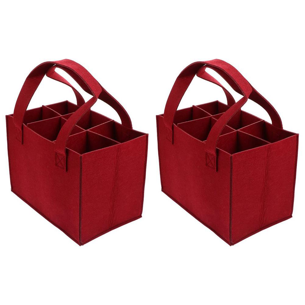 Felt Wine Carrier with Dividers Capacity for 6 Bottles Perfect for Events
