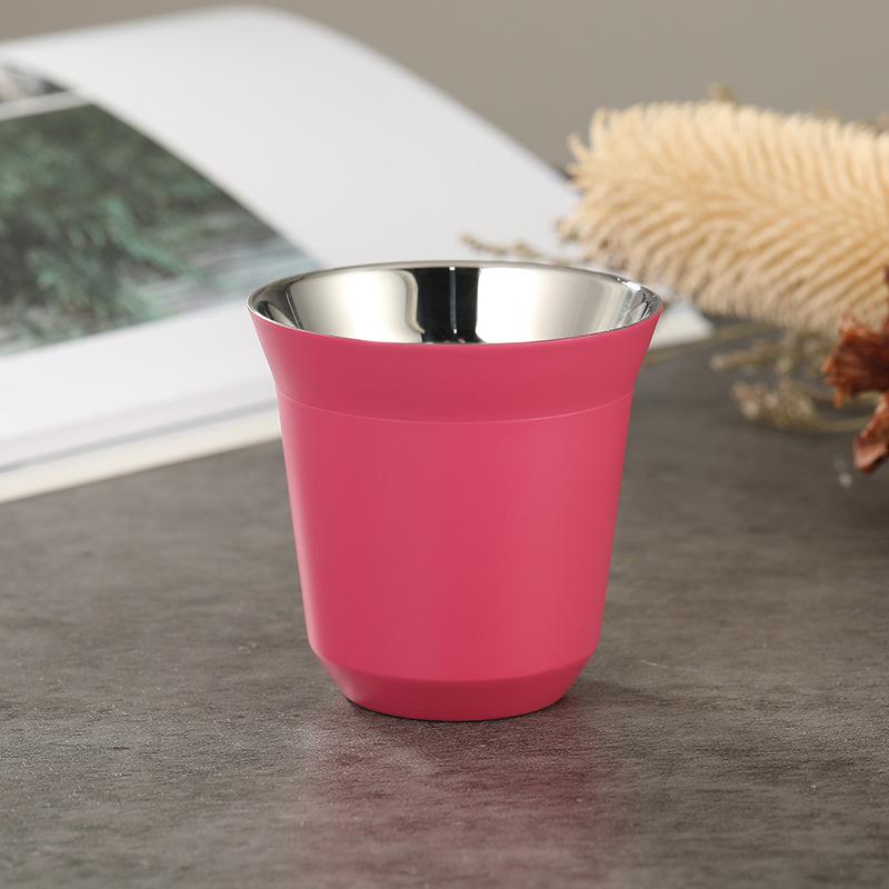 80ml 304 Stainless Steel Coffee Cups Wine Glass Espresso Mugs Double Wall Heat Insulated Capsule Cup Small Capacity Tea Bottle