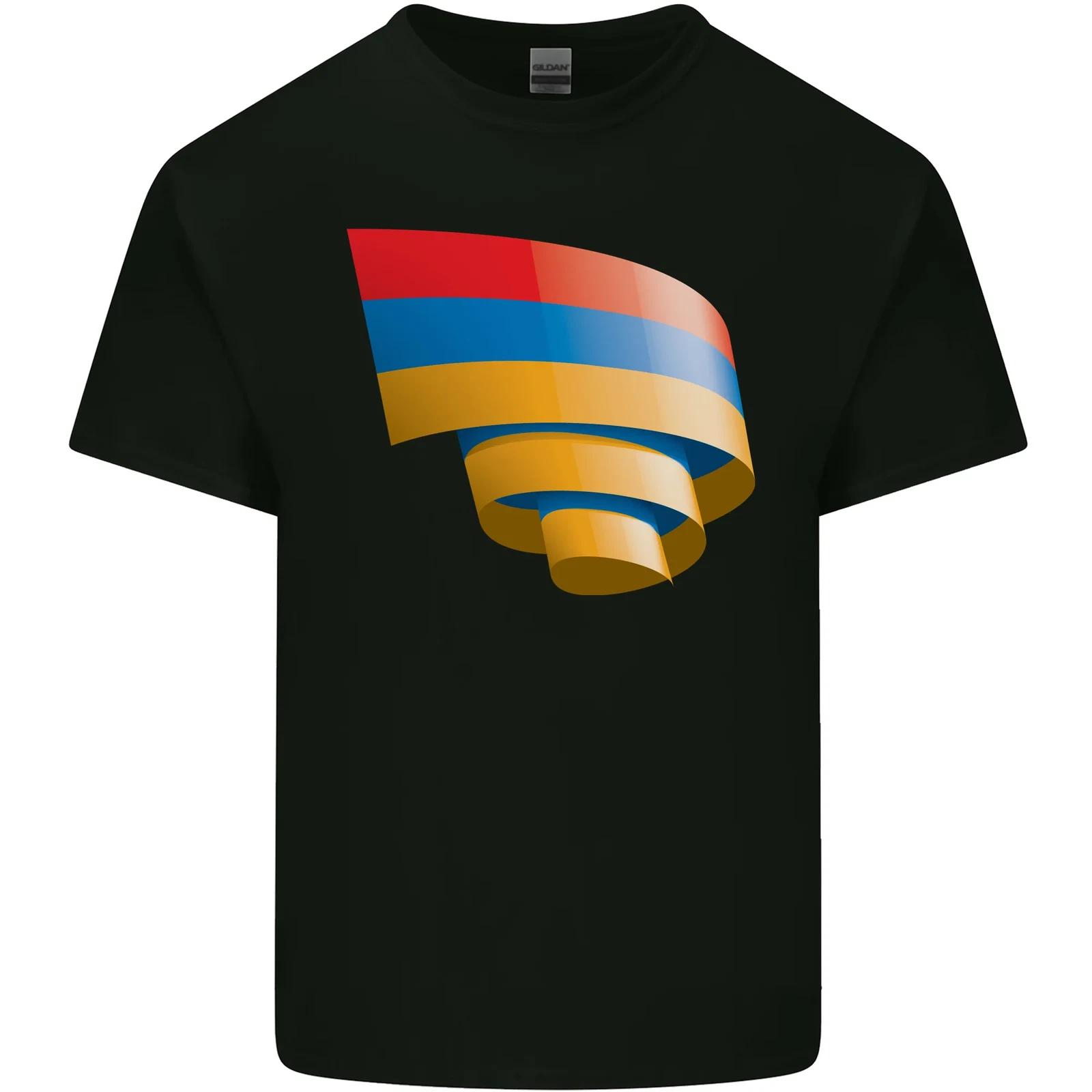 Curled Armenia Flag Armenian Day Football Kids T-Shirt Childrens 2XL