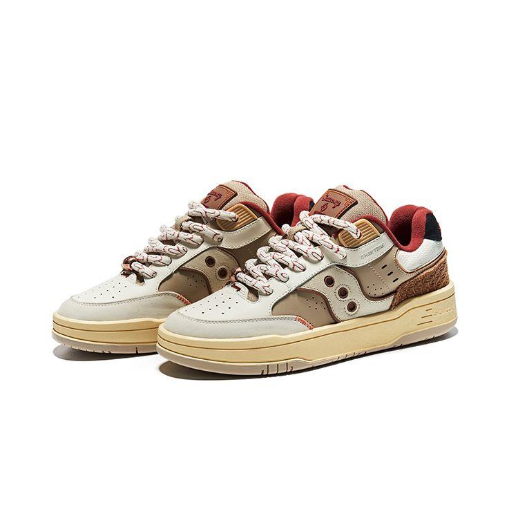 Saucony Cny Retro Lace-Up Leather Non-Slip Wear-Resistant Breathable Low-Top Running Shoes Unisex Running Shoes Beige Brown S79045-11