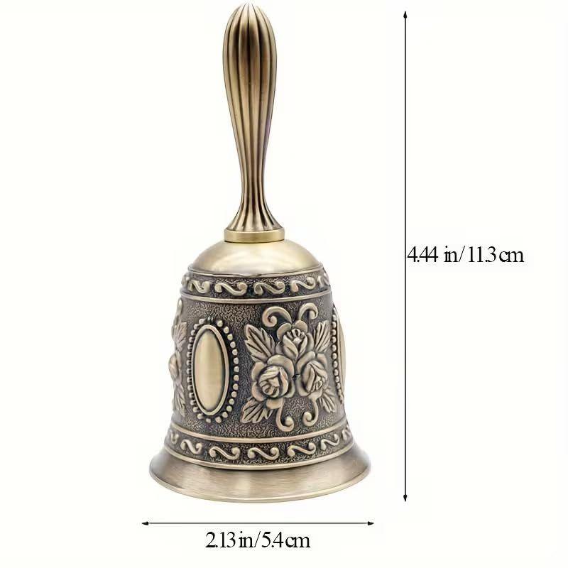 Vintage Hand Bell with Handle | Decorative Pooja Bell for Temple, Home, Office, School | Loud Clear Sound Metal Bell for Prayer,