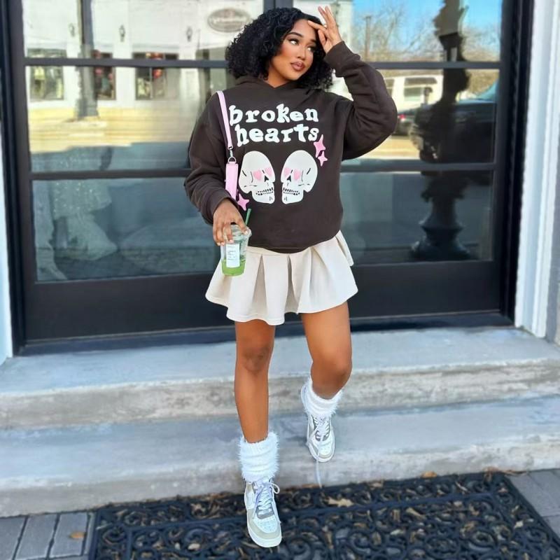 Broken Planet Graphic Print Hoodie Loose Fit Hip Hop Streetwear Teens Casual Winter Sweatshirt