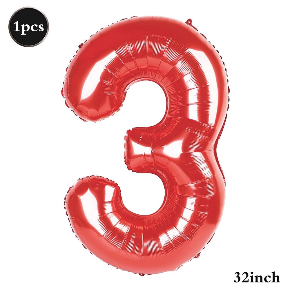 32Inch Multicolor Number 3 Balloon Large Number Balloons 0-9 Boys Girls Birthday Decoration Women Men Party Anniversary Supplies 5