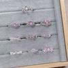 Sweet Crit Romantic Pink Micro-Inlaid Zir*****Pen Ring Female Color Treasure Cold Wind Niche Temperament Light Luxury Ring