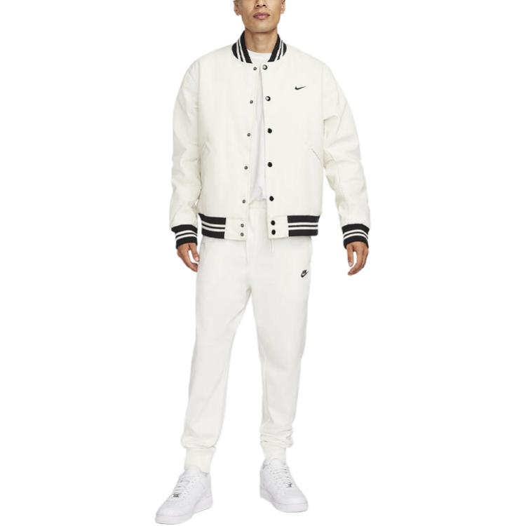 Nike Club Logo Embroidered Drawstring Cuffed Knit Joggers Men Joggers White FQ4330-133