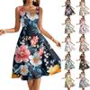Ladies' Square Neck Floral Sleeveless Dress with a Large Swing