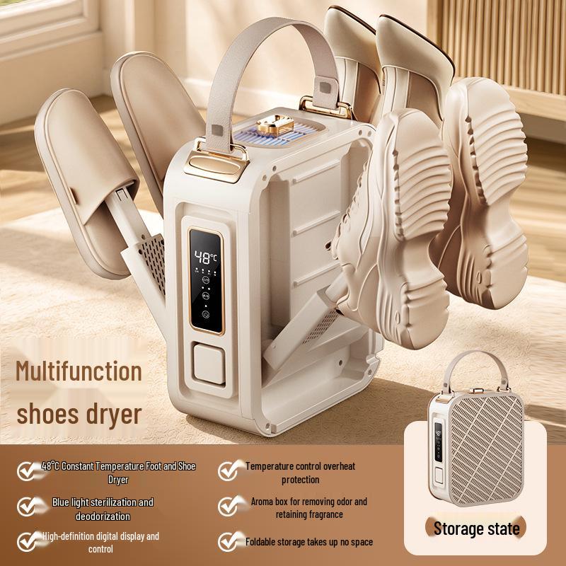 Folding Multi-Pair Retractable Shoe Dryer with Hot Air and Timer