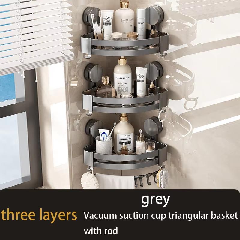 Bathroom Suction Cup Type Storage Rack Without Punching Tripod Rack Toilet  Wall Corner Wall Hanging Storage Shelf