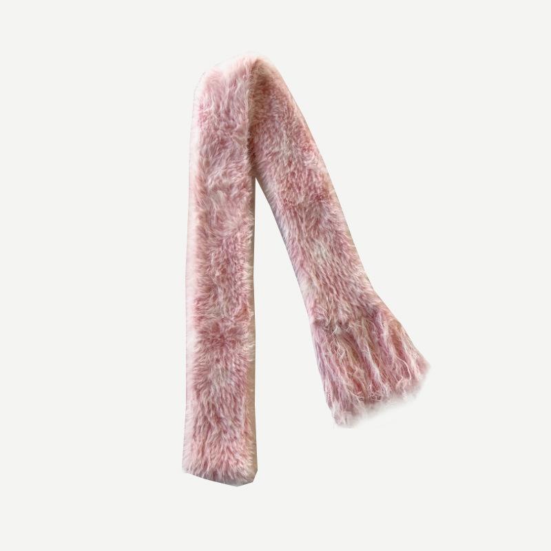 Niche Segment dyed Imitation Mink Hair Handmade Tassel Thin Narrow Scarf for Women in Autumn and Winter Decorative Style Soft Scarf