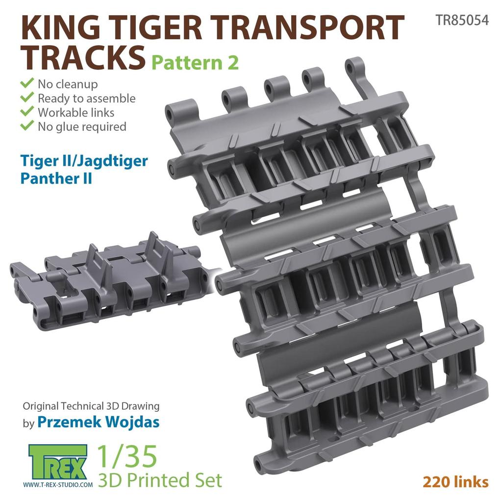 T-Rex Studio 1/35 WWII German King Tiger Railroad Tracks, Pattern 2, Plastic Model Parts, TR85054, Pre-painted