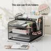 Desktop Metal File and Document Holder - Layered Office Rack & Book Stand