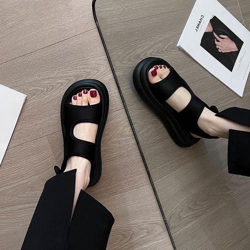 Version coréenne style fée loisirs vacances plage chaussures romaines fille 2025 été nouveau plateforme rehaussante sandales de sport