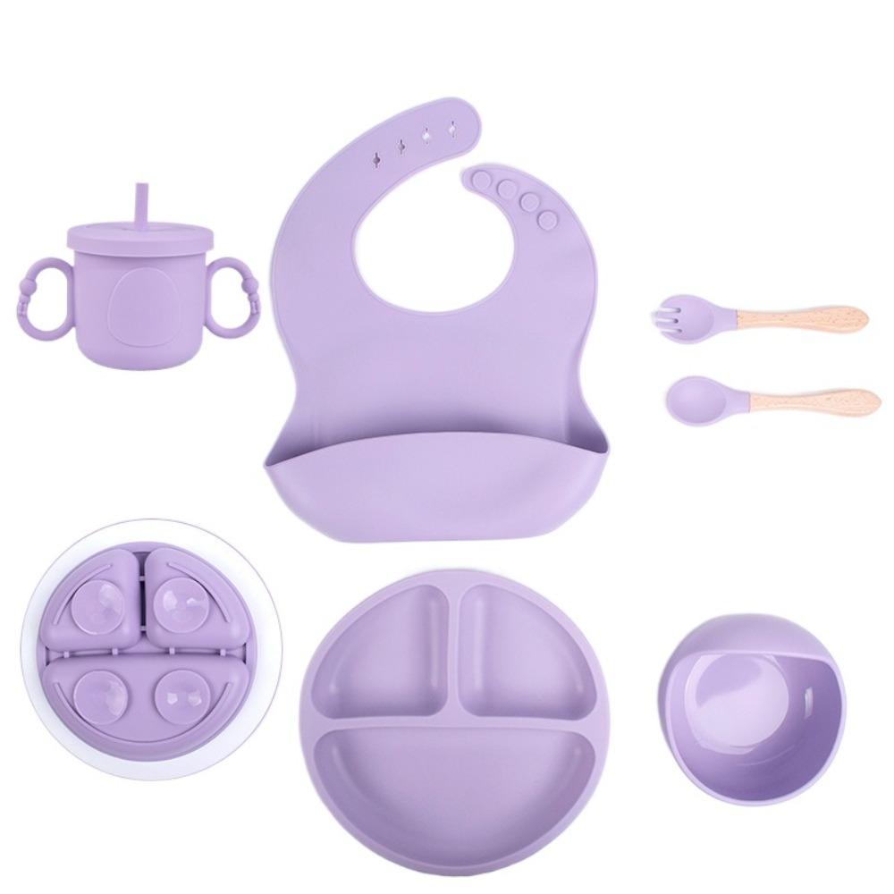 

Eating Training Children s Silicone Cutlery Feeding Tableware Baby Feeding Bowl Boys Girls фиолетовый