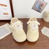 Women's Retro Bowknot White Casual Shoes - 2026 Spring/Summer Versatile Flat Bottom German Training Style