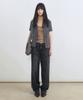 INSILENCE WOMEN Half Sleeve Hooded Zip-Up Knit Blue Grey