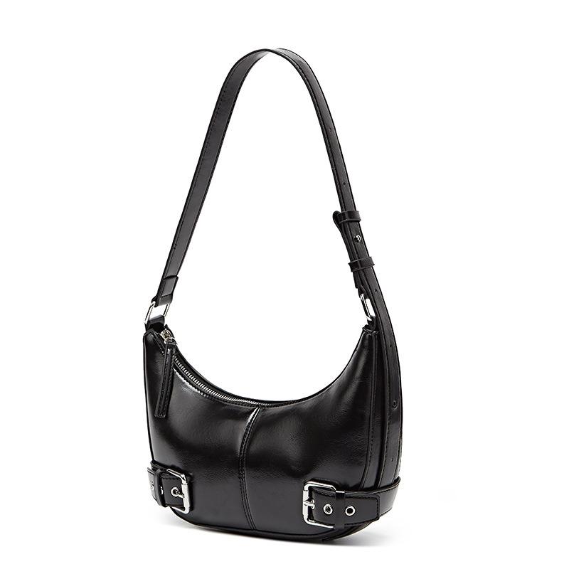 Niche design single shoulder dumpling bag fashionable croissant bag belt buckle crescent bag casual portable underarm bag