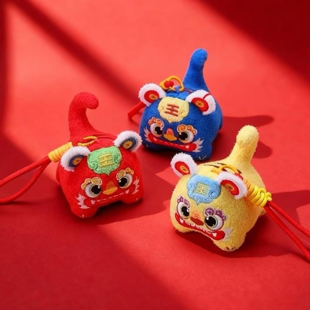 Lion Dance New Year Plush Pendant Creative Chinese God Keychain Stuffed Wealth God Keychain  Gifts