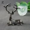 Antique Copper Sika Deer Tabletop Small Ornaments Vintage Brass Animal Figurines Desk Decorations Accessories Home Decor Crafts