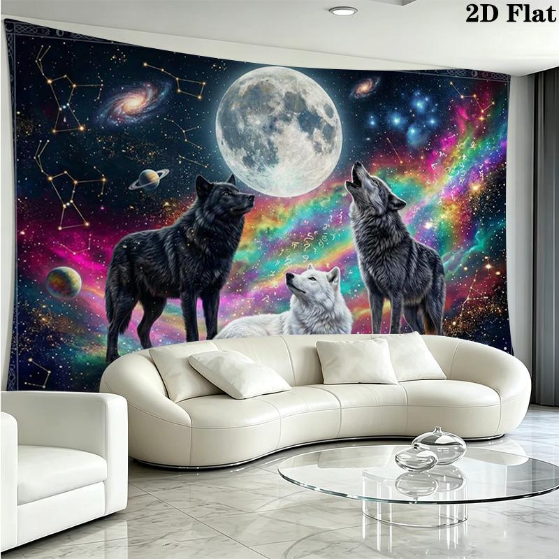 Wolf Art Wall Tapestry Aesthetic Wall Hanging Printed Fabric Blanket Decorative Tapestries for Bedroom Living Room Home Decor