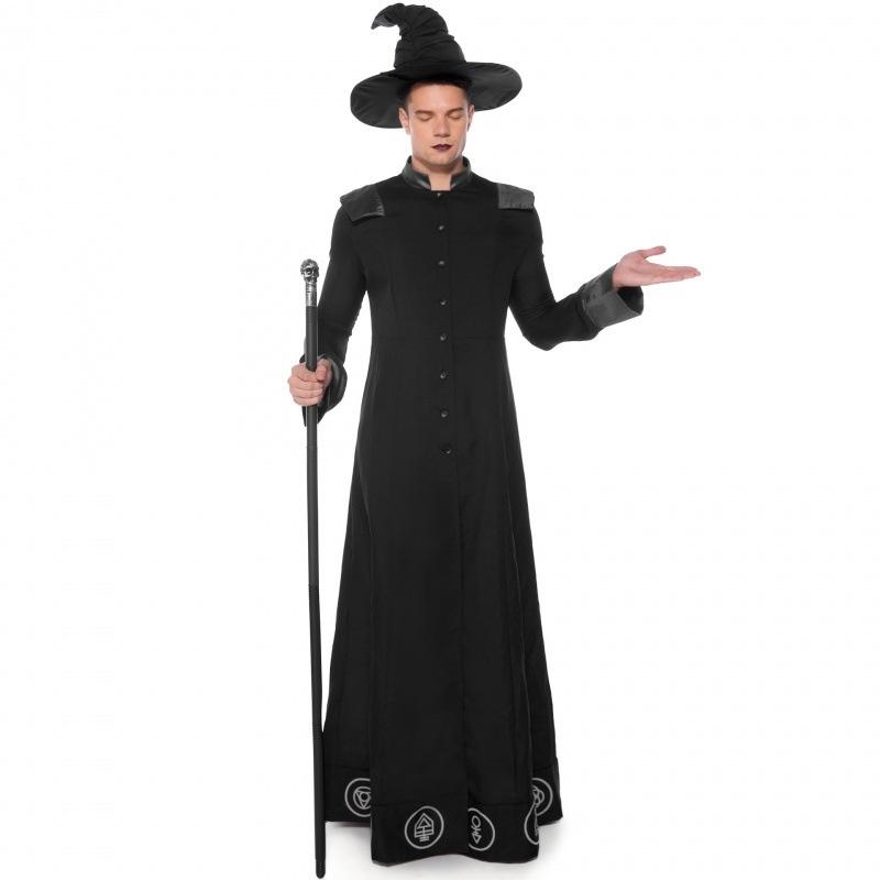 Wizard Black Elegant Costume For Men Suitable For Halloween Parties And Character Roleplay