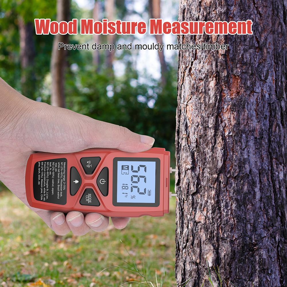 Digital Moisture Meter Handheld Wood Moisture Detector LCD Hygrometer Humidity Measurement for Timber Bamboo Paper Herbal