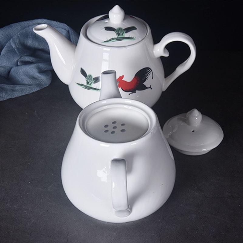Large Ceramic White Teapot - Creative Persimmon Design for Home & Restaurant