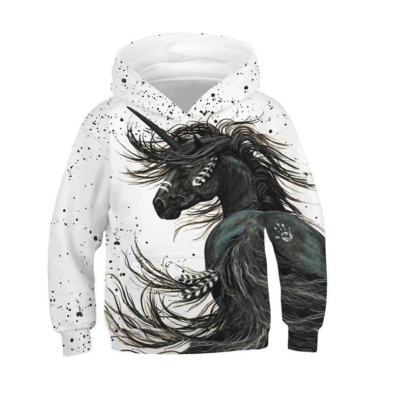Kids Girls' Hoodie Animal Outdoor 3D Print Long Sleeve Pocket Fashion 3-13 Years Winter White main image 1