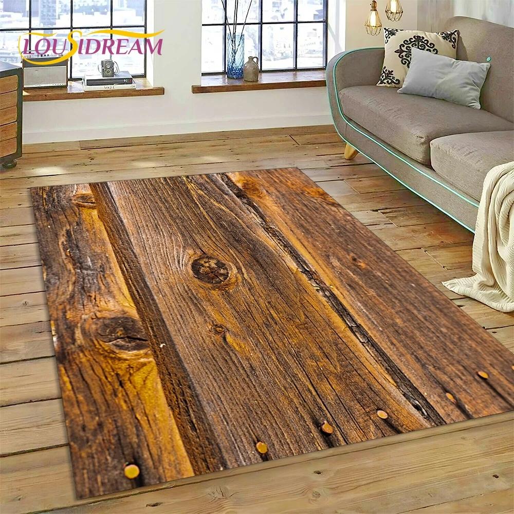 Color 3D Wood Grain Lines Carpet Rug for Bedroom Living Room Home Sofa Decoration,Children Game Large Decor Floor Mat Non-slip