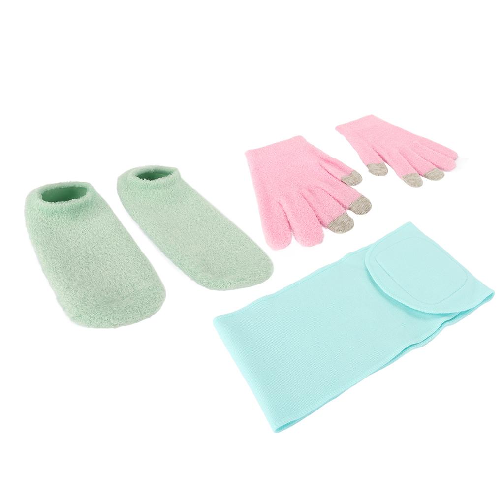 Touch Screen Spa Moisturizing Gloves Socks Set Reusable Repair Treatment Exfoliating SPA Neck Wrap Mask