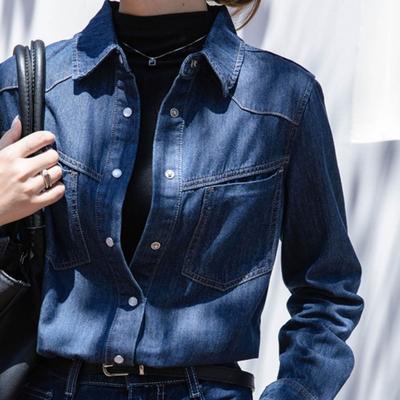 Feminine Vintage Denim Shirt for Women, Ideal for Any Outfit Comfortable