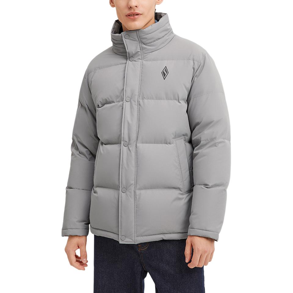 Skechers Yazan Series Logo Pattern Outdoor Casual Sports Stand Collar Down Jacket Men Jacket Gray L423M176-002E
