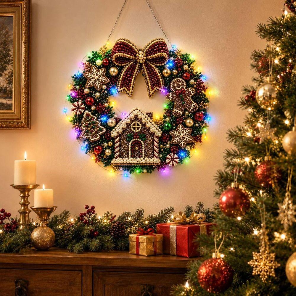 Zářící sady pro malování diamantem LED řetězová světla DIY závěsná sada Vánoční ozdoby