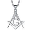 U7 Masonic Necklace Freemason Square & Compass Letter G Symbol Stainless Steel Free and Accepted Masons Pendant Jewelry Gift