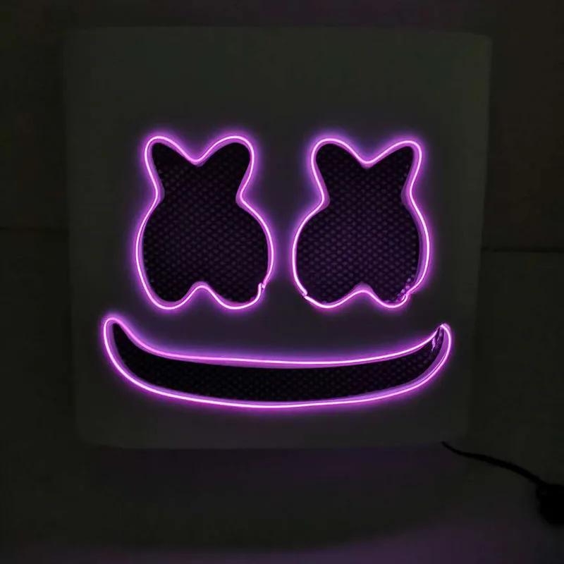 LED Marshmallow Mask Light Up Full Face DJ Helmet For Halloween Cosplay, Rave Music Festival Party Luminous Headgear