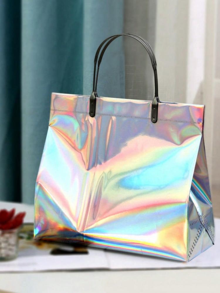 1 Stück rosa Geschenktüte, PVC Laser Geschenkverpackung zarte Tragetasche, Geschenküberreichung, Hochzeitsdekoration, Party