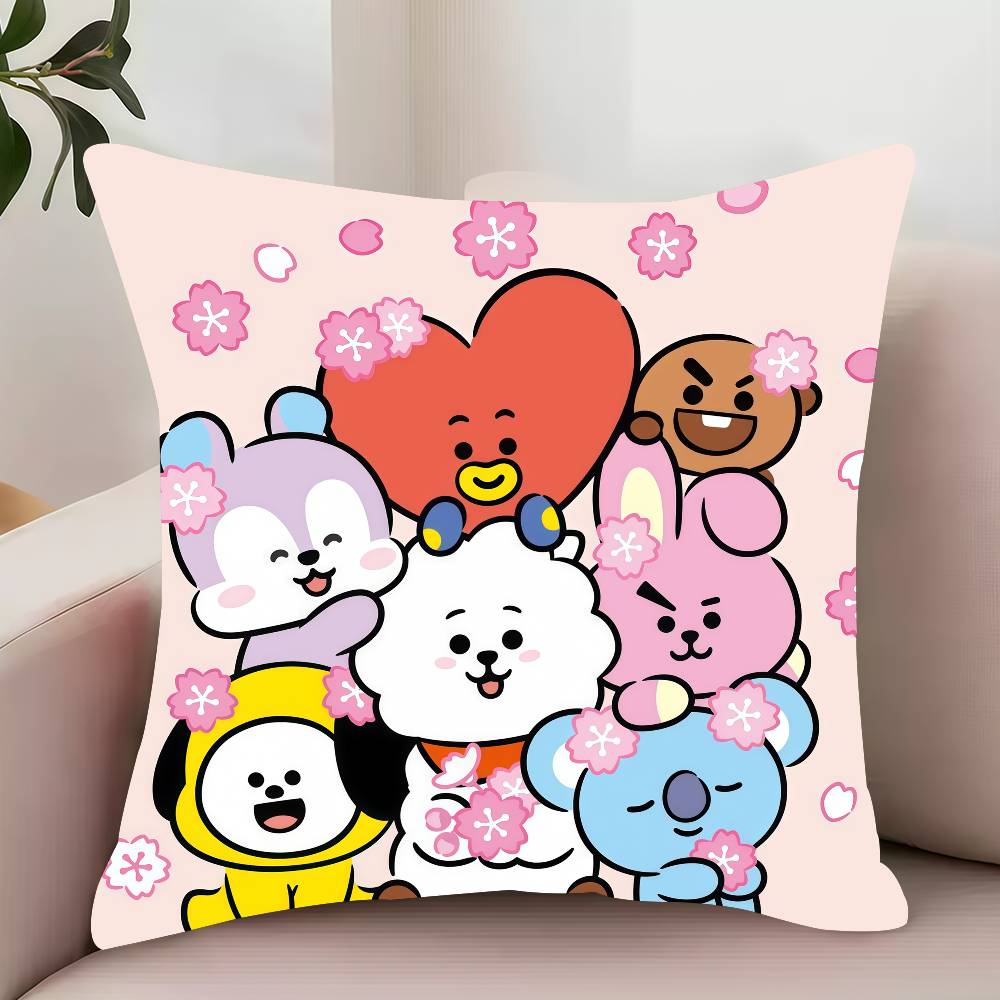

MINISO Cute Cartoon B-B-T-21 Pillow Case Decor Protective Covers Comfortable Soft For Sofa Living Room Home Office 12x12Inch