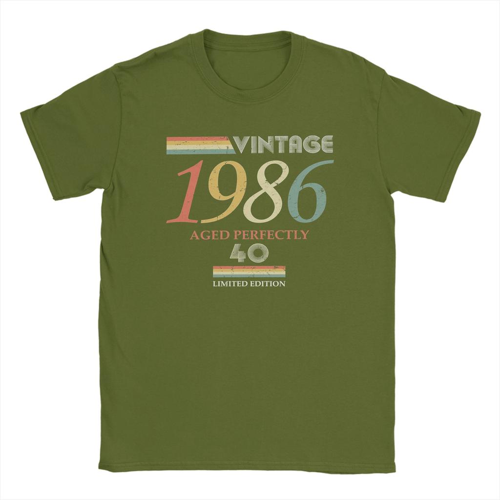 Streetwear TShirt Summer Vintage 1986 40th Birthday Aged Perfectly Gift Novelty T Shirts Cotton Tee Shirt for Couple Top Tees