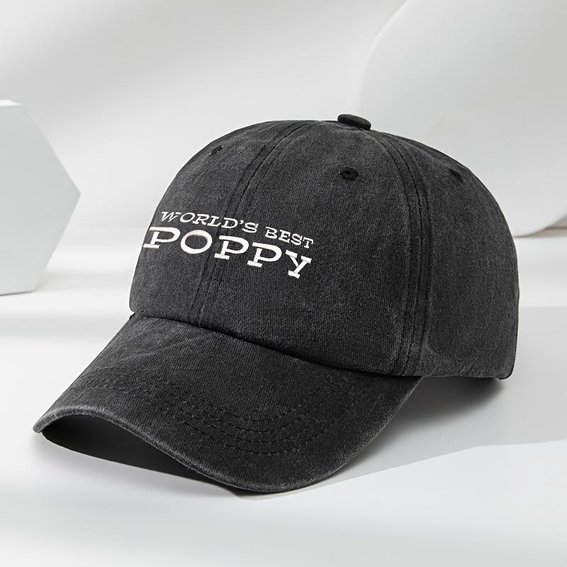 Poppy Letters Three-dimensional Embroidered Baseball Cap Classic Washed Old Retro Peaked Cap Soft Top Adjustable